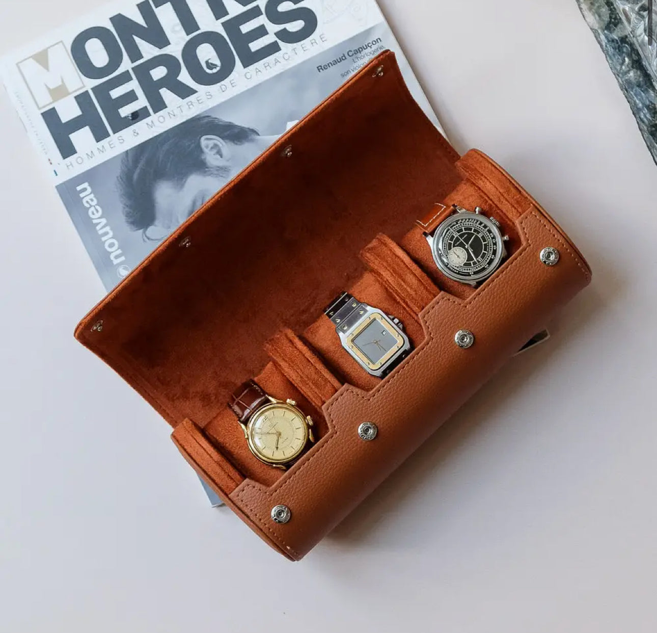 „Leather Three“ Uhren Reise Box