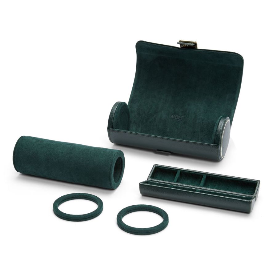 TRAVEL BRITISH RACING TRIPLE WATCH ROLL GREEN