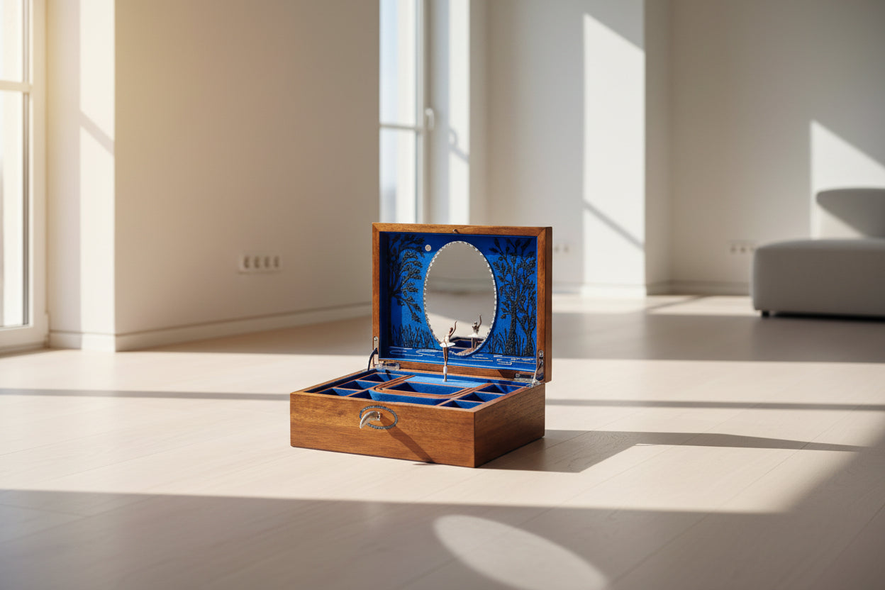 Ballet Musical Jewellery Box – Swan Lake Walnut Wood