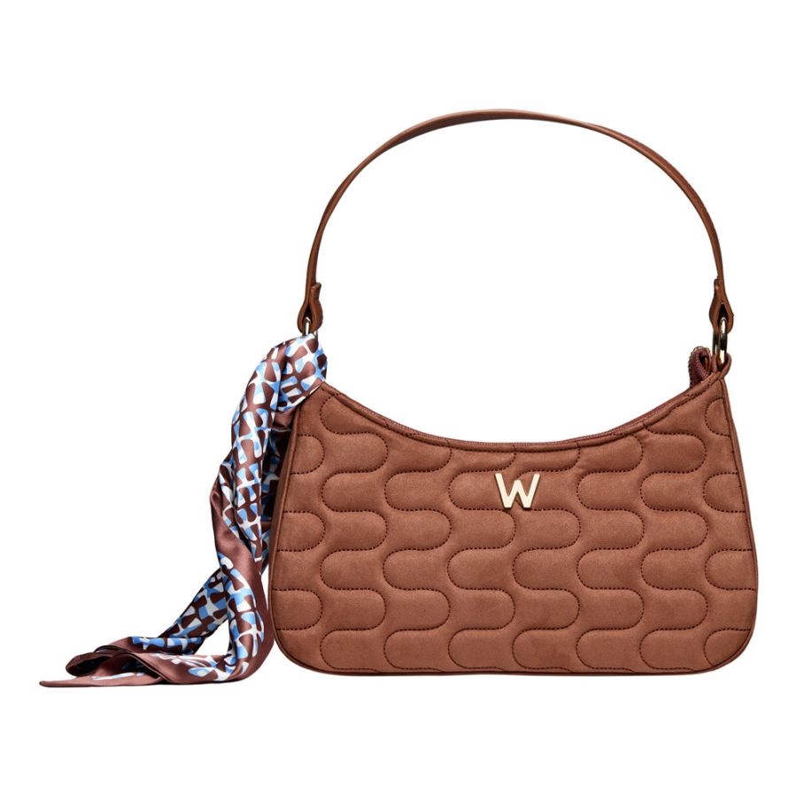 Mimi Swirl Shoulder Bag with Scarf Nutshell Brown