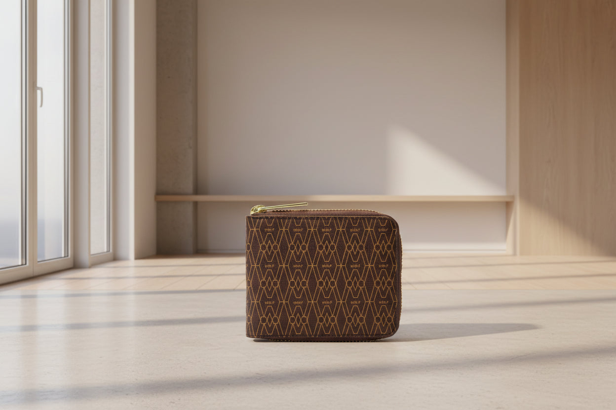 Signature Zip Wallet Brown