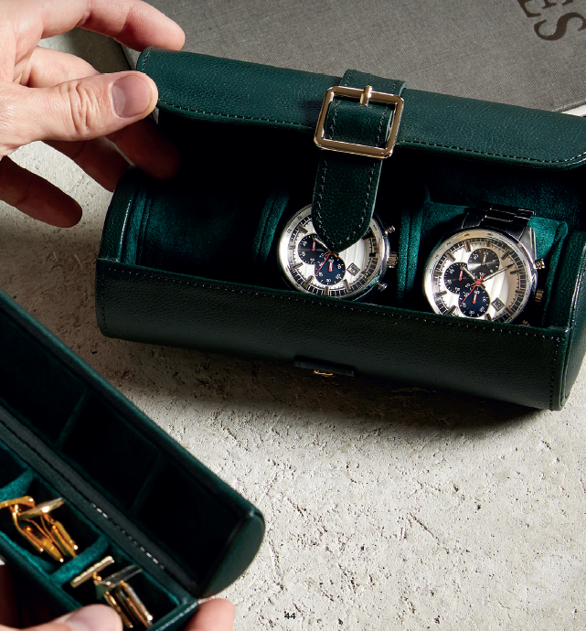 TRAVEL BRITISH RACING TRIPLE WATCH ROLL GREEN