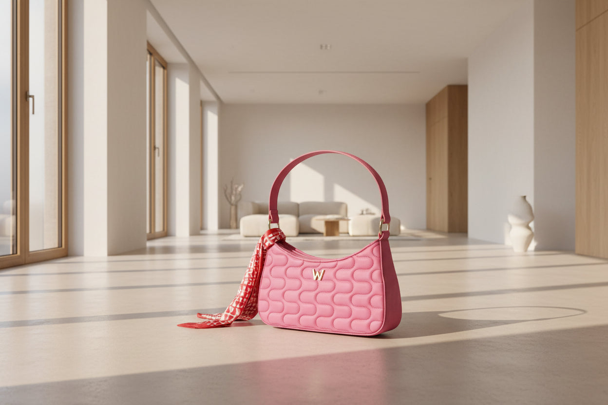 Mimi Swirl Shoulder Bag with Scarf Pink Flash