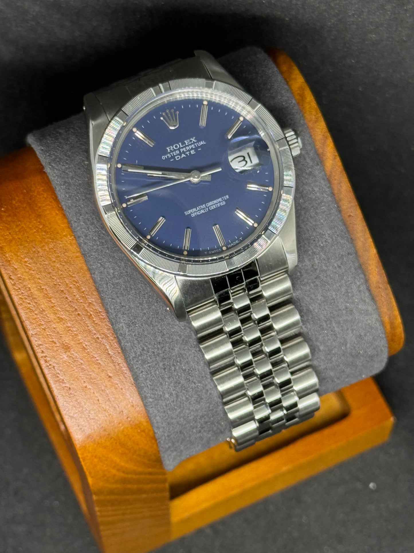 Rolex Oyster Perpetual Date Ref. 15010 | Blaues Zifferblatt | Jubilé Band | Baujahr 1986